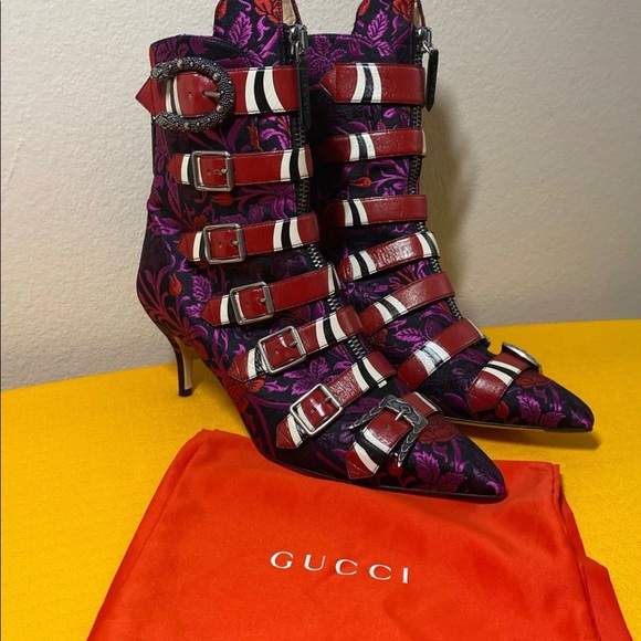 Gucci boots Malaga Kid Susan Buckle Ankle Boots boot Runway British punk theme - Picture 6 of 12